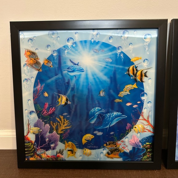 3D Ocean Life Wall Art Hologram Framed Picture Set Of 2 Jeff Wilkie Open Road - Picture 8 of 14